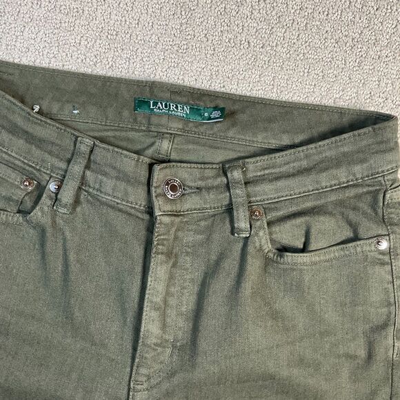 Lauren Ralph Lauren Olive Green Denim Pants Women's Size 6 - Picture 6 of 8